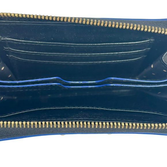 Stella & Dot Chelsea Tech Multi Colour Striped Gold Dot Polka Dot Zip Wallet - Picture 3 of 7